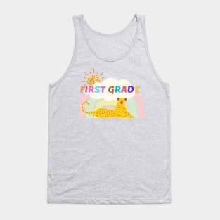 first grade leopard rainbow Team Tank Top